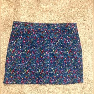 Blue and Red Floral Mini Pencil Skort for Casual Wear Size 14